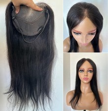 5.5"X6.3" Transpanent Lace Front Cap 100 Human Hair Topper with Band 12" 18"