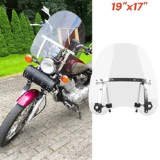 19"x17" Large Clear Windshield Windscreen For Yamaha Virago 250 500 535 750 1100