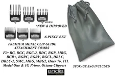ANDIS Metal Clip DETACHABLE BLADE SNAP ON 6 COMB SET*Fit Excel,Supra ZR,BGRV,BGC