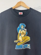Vintage Hook-Ups Cheetah Girl T Shirt Size X-Large Black Skate Tee 90’s Hook Ups