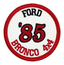 1985 Ford Bronco 4x4 Embroidered Patch Ivory/Dark Red Iron-On Sew-On Jacket Hat