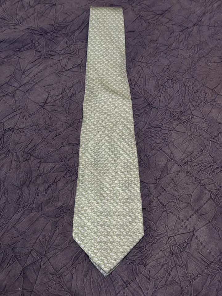 Vtg Vineyard Vines Whale Silk Tie Green USA Made Handpicked Shep & Ian Preppy - Image 2 of 4