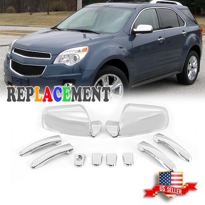 For 2010-2017 Chevy Equinox GMC Terrain Chrome Mirror + 4 Door Handle Covers Set