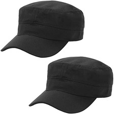 2 Pack Cadet Army Cap Military Hat for Men Women Adjustable One Size Black