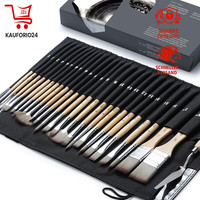 Pinselset 25-Teilig Synthetik Flach Rund FäCher Liner Eckpinsel Mit Tasche FüR