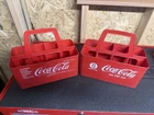 Coca Cola 80s Vintage Plastic  Carrier Coke Retro Advertising SET OF 2