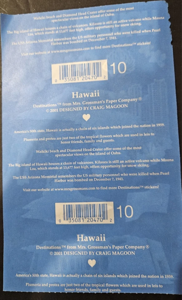 Гавайи - Большой остров назначения наклейки миссис Гроссман бумаги компании - Изображение 2 из 2