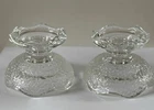 Vintage Anchor Hocking Reversible Pebble Glass Pedestal Candle Holders