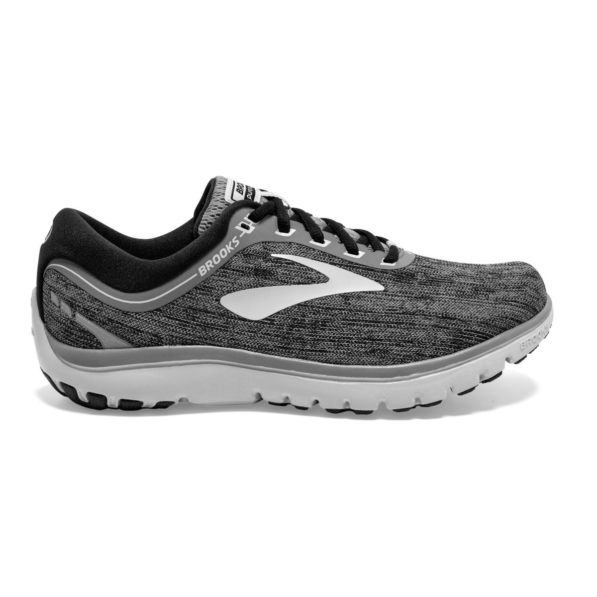 Brooks Men’s Pureflow 7 Black/Gray Running Shoes, Size 10 M Brooks Pure Flow 7 Running Shoes Mens Size Size 9.5 Grey  main image 4