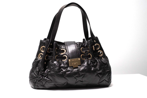 Jimmy Choo Ramona Bucket Black Star Leather Gold Hardware Snakeskin Accents Bag - Picture 2 of 17