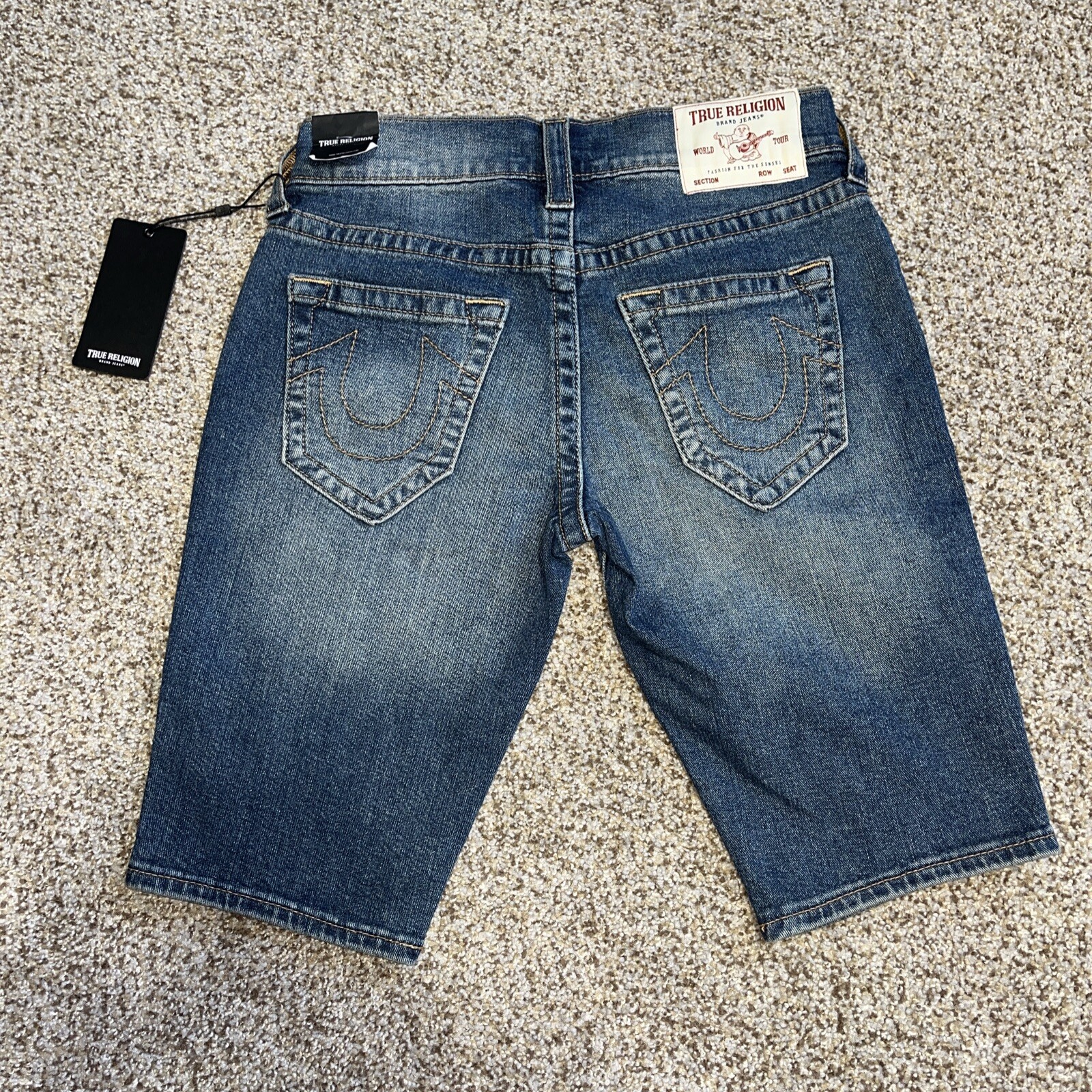 True Religion Rocco Relaxed Skinny Jean Shorts Blue Medium Drizzle NWT Size 28 - View 12