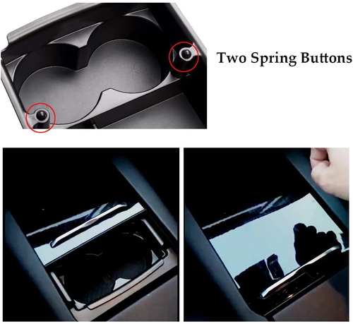 Tesla Model S, X, Mittelkonsole Aufbewahrungsbox Organizer mit Getränkehalter - Bild 4 von 4