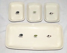 Rae Dunn Magenta Tray 3 Snack Dishes Serving Set Picholine Kalamata Nicoise NEW