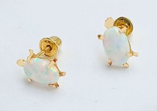 NATURAL 0.62 Cts OPAL TURTLE STUD EARRINGS 14K GOLD - MADE IN USA - Screw backs
