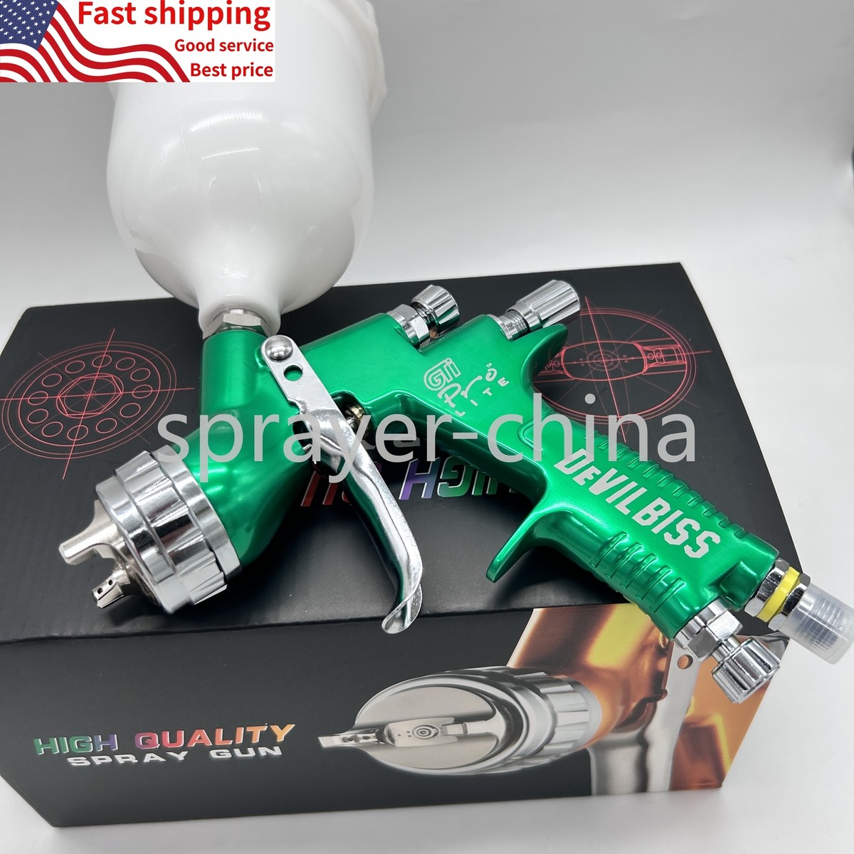 For DeVilbiss Devil Green Spray LVMP Car Gun Gti Pro 1.3mm Nozzle