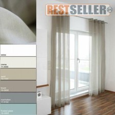 Schal mit Ösen und Schlaufenband Batist Leinen Look transparent versch. Größen