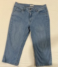 Riders By Lee Women's Capri Denim Jeans Size 14 Flap Back Pocket Light Blue