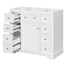36" Bathroom Vanity Without Sink, Cabinet Base Only, One Cabinet and Six Drawers