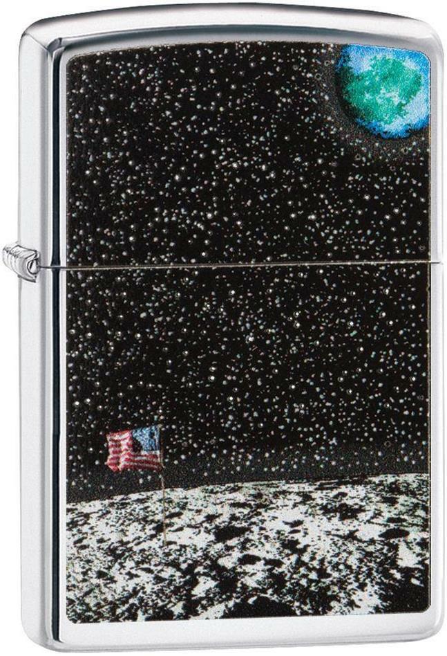 ZIPPO 50th Anniversary Moon Landing Design High Polish Chrome Gift Boxed 29862