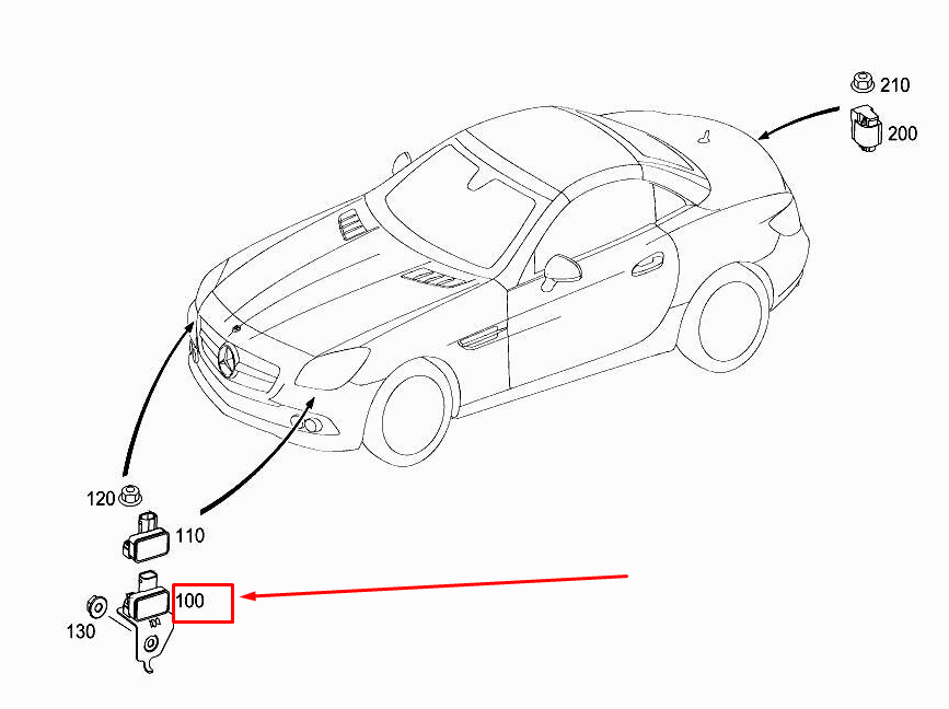 MERCEDES-BENZ SLK R172 Left Acceleration Sensor Bracket A1725453840