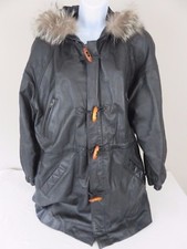 Greg Bell Women's Black Leather Zipper & Button Front Coat Medium