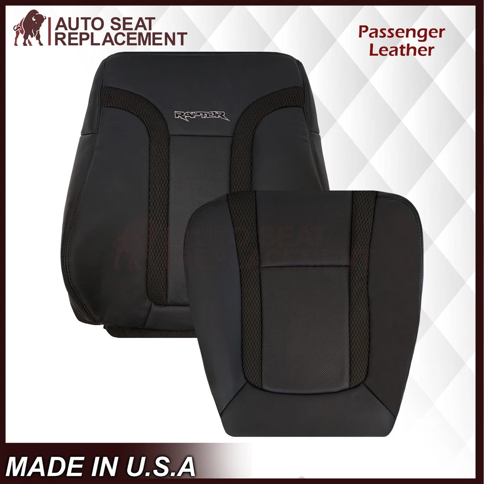 2010 2011 2012 2013 2014 Ford F150 Raptor SVT Real Leather Seat Covers In Black - Image 4 of 4