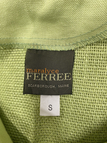 Classic Jacket Top Blouse SIZE SMALL lime green button Linen MARALYCE FERREE Y2K - Picture 2 of 13