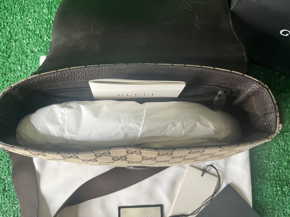 Gucci Original GG Canvas & Leather Flap Shoulder Messenger Bag | eBay