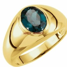 Natural London Blue Topaz Gemstone with Gold Plated 925 Sterling Silver Ring 375