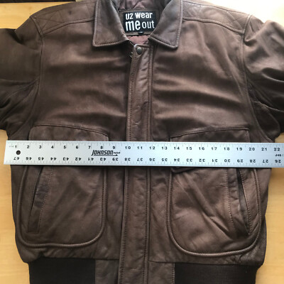 Vintage U2 Wear Me Out M Leather Bomber Jacket Full Zip Distressed