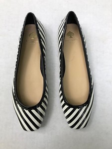 black and white striped ballet flats