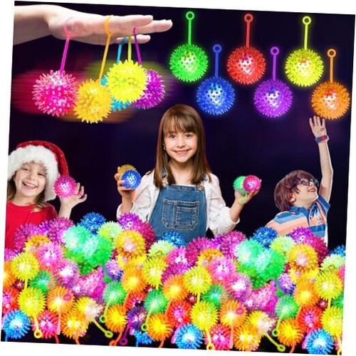 PCS Light up Ball, LED Bouncy Ball, Flashing Squeaky Ball, Spiky Balls for 100