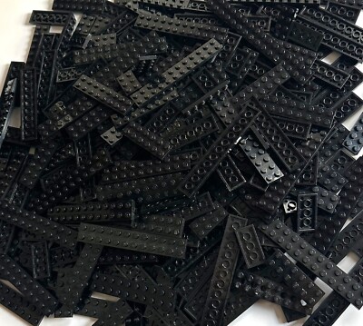 SHIPS FREE!! LEGO LOT 100 BLACK FLAT PLATE 2X2 2X4 2X6 2X8 2x10 2x12 MIX SIZE