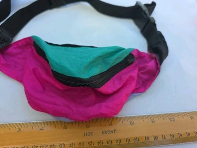 True Vintage 1980'S Multi-colour Nylon Bum Bag Fanny Pack NOS Festival Rave Etc - Image 1 of 4