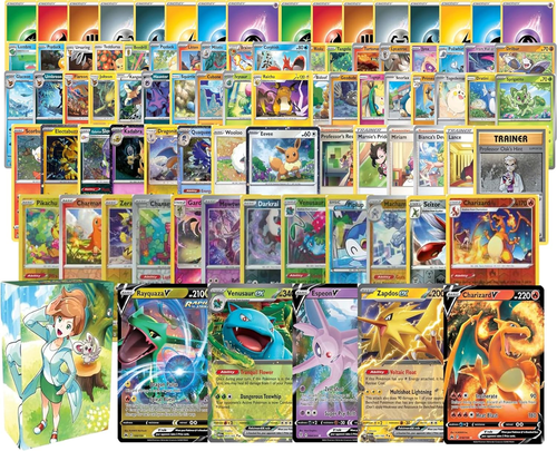 Vari Pokemon Pokemon: 100 Assorted Card Bundle - with Foils and 5 Ultra Rare (V, GX ...