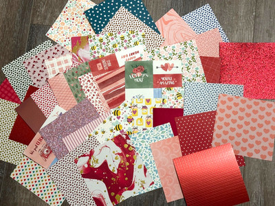 Lot 40 sheets 6x6 Stampin' UP! Valentines  Prints designer Papers Retired