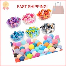 ZIFTY 240Pcs Silicone Beads for Keychain Making Kit 15mm Silicone Beads Bulk 30