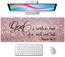 Bible Verse Gaming Mouse Pad Large, Keyboard Mouse Mat Desk Pad, Non-Slip Rub...