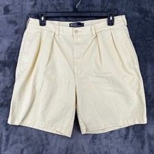 Vintage Polo Ralph Lauren Pleated Chino Shorts Mens 38 Fits 35 Yellow Preppy