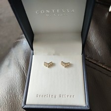 Contessa di Capri Small Gold Plated Sterling Silver Chevron Earrings