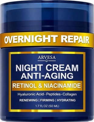 Anti-Aging Night Cream Nighttime Face Moisturizer Retinol Hyaluronic Acid Women