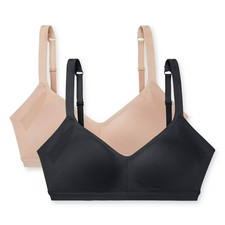 Warners Women's 2-Pack Wireless Lightly Lined Seamless Bra Size XL Black/Toasted