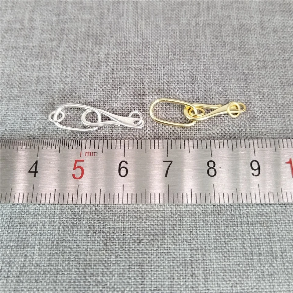 2sets of 925 Sterling Silver Oval Hook and Eye Clasps Gold Plated Connector - Image 2 of 3