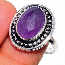 Natural Amethyst Gemstone 925 Sterling Silver Jewelry All Size Ring For Gift