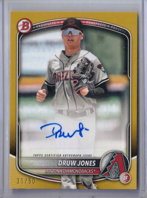 Druw Jones 2025 Bowman Prospects Auto #BPA-DJ /50 Gold