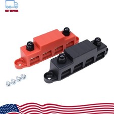 3/8" / 250A 4 Stud Busbar Bus Bar Power Distribution Terminal Block Red Black