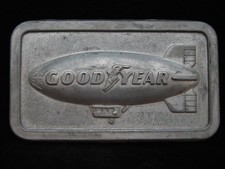 NI01156 VINTAGE 1974 GOODYEAR BLIMP TIRE RUBBER CO. AUTO/CAR PEWTER BUCKLE