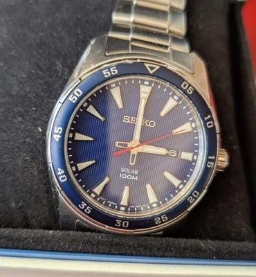 Sportliche Seiko Solar Herren Uhr V158 mit Box & Gliedern - Bild 1 von 4