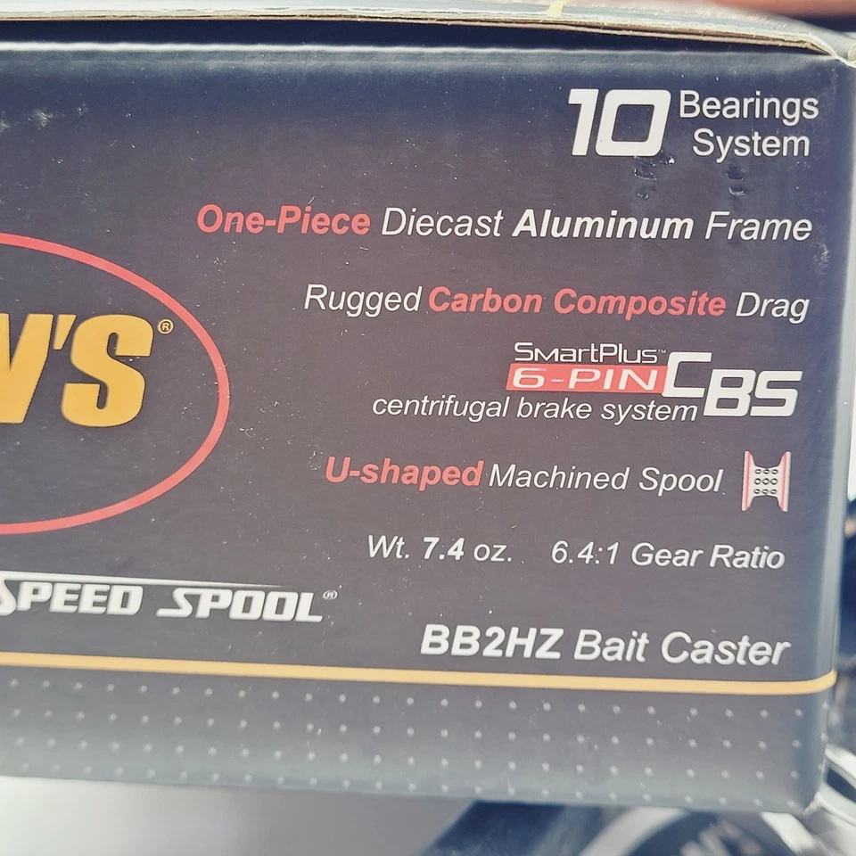 Carrete de baitcasting Lew's BB2HZ R/H 10BB 6,4:1 carrete de velocidad negro bajo en caja Foto 3 de 4