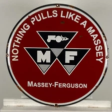 Massey Ferguson Enamel Sign - Ø 50cm (19.7") - Nice Garage Tractor Farming Decor